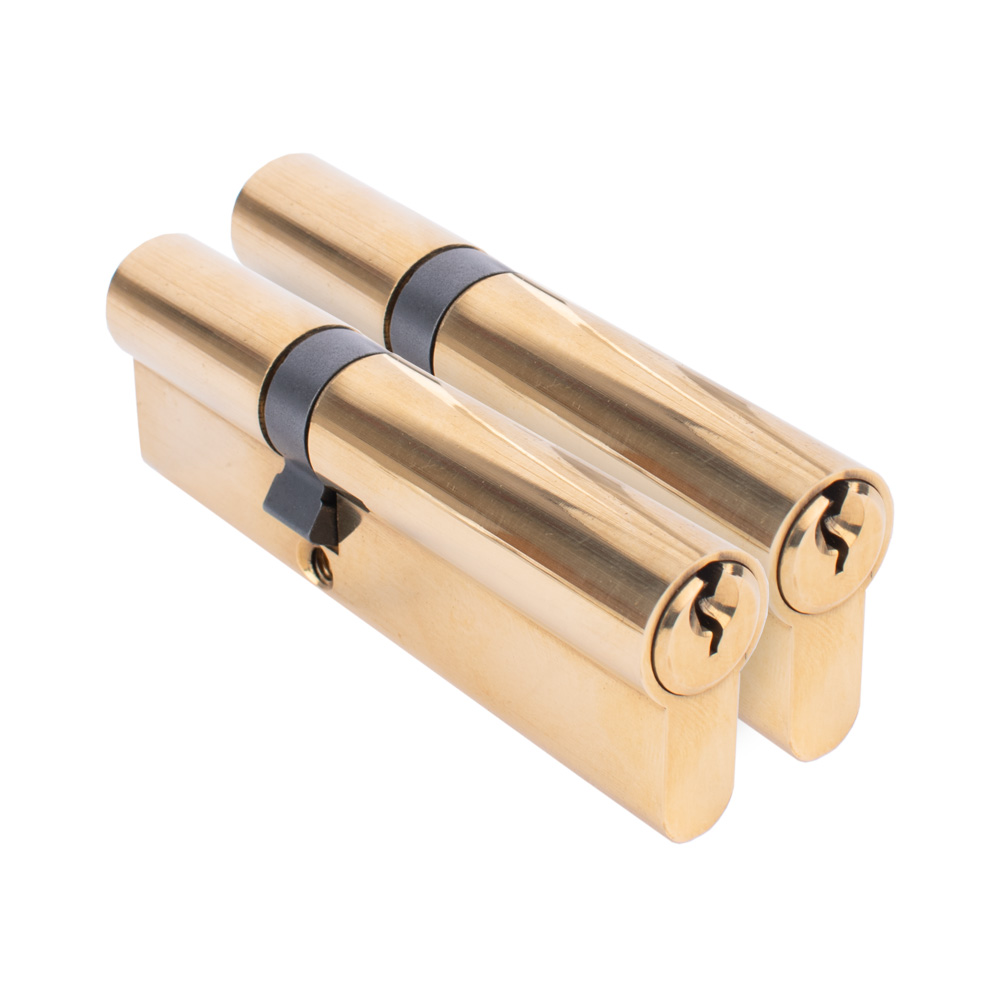6 Pin Keyed Alike Door Cylinder Pair - Polished Brass (40/60)